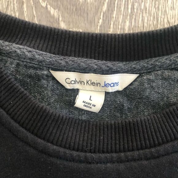 Calvin Klein Jeans Mens Black Pullover Crewneck Long Sleeve Sweatshirt Sz Large - Picture 3 of 10